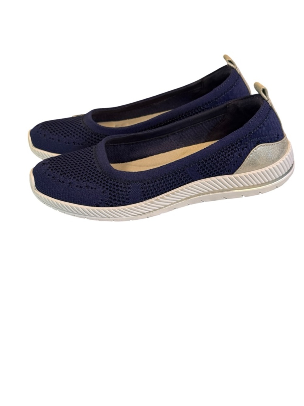 Easy Spirit Glitz Navy Knit Walking Slip On Sneaker Shoes Size  7 - Picture 4 of 11